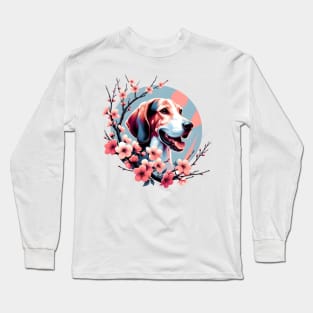 Treeing Walker Coonhound Joy in Spring Cherry Blossoms Long Sleeve T-Shirt